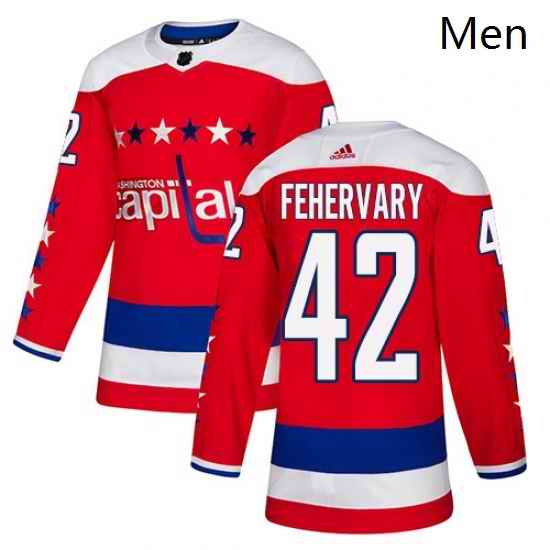 Mens Adidas Washington Capitals 42 Martin Fehervary Authentic Red Alternate NHL Jersey
